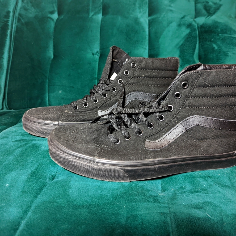 Black on black sk8-hi Vans 11.5
